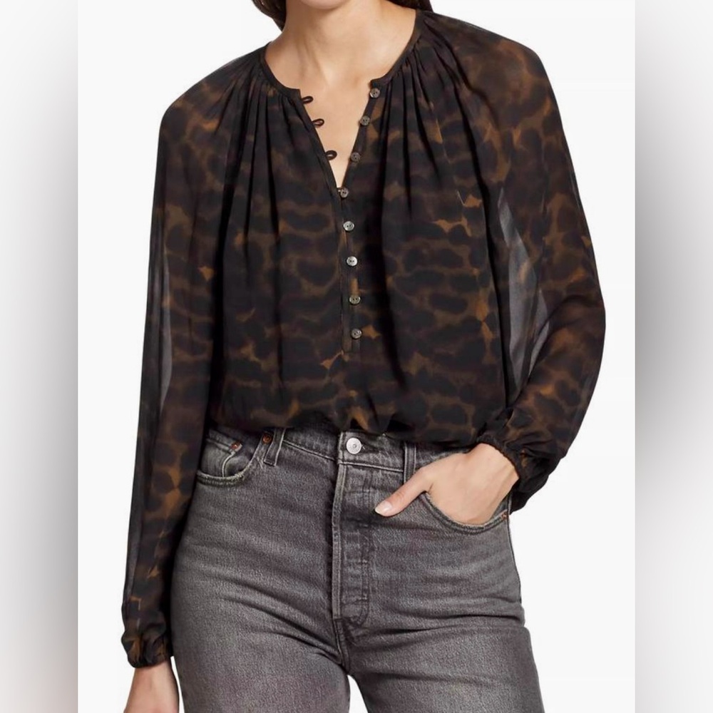Rails Brown and Black Sheer Blouse - Picture 3 of 16